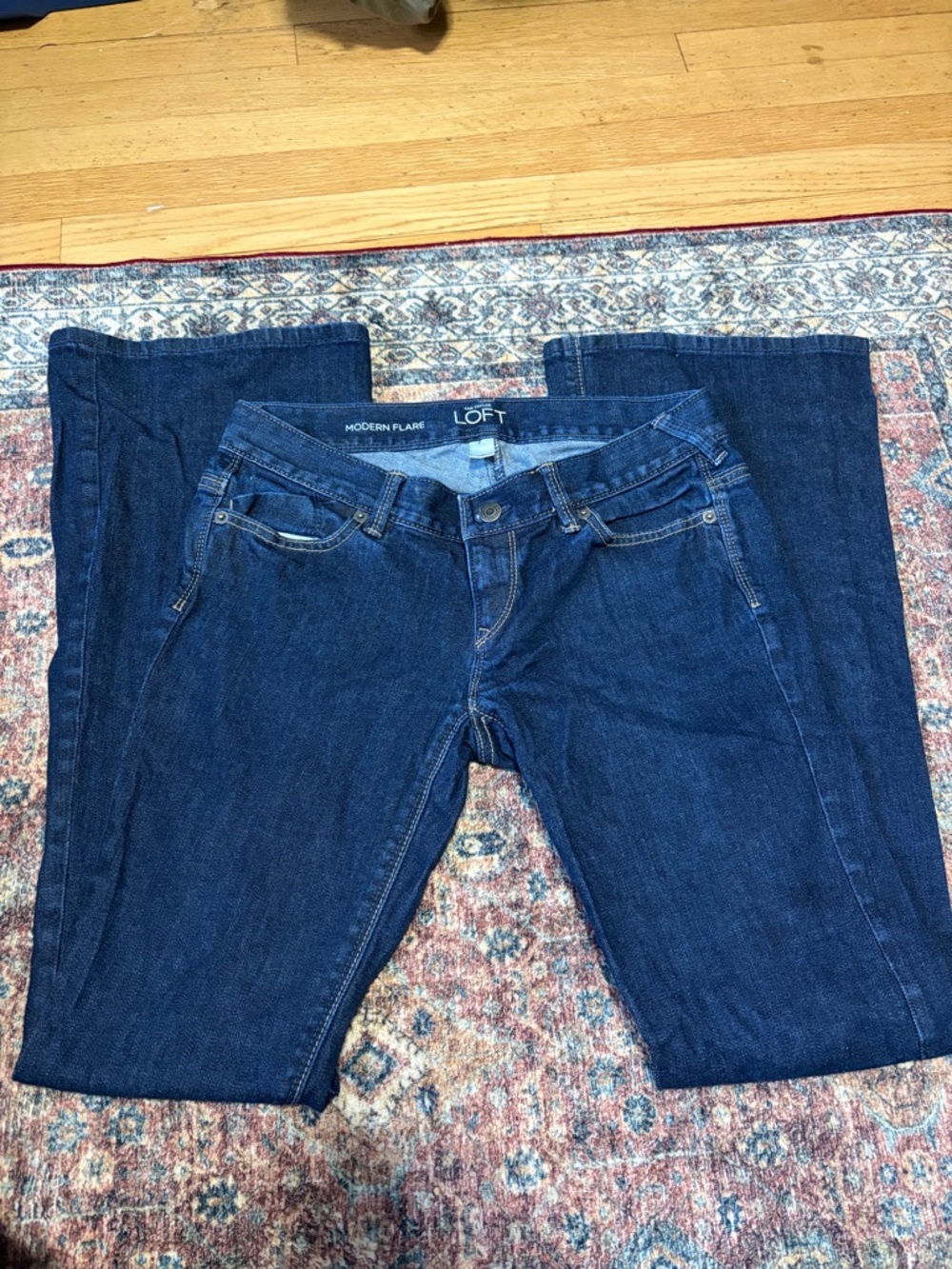 LOFT Modern Flare Jeans in Dark Indigo